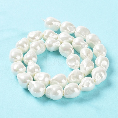 Electroplated Glass Imitation Pearl Beads Strands BSHE-G035-01B-05-1-1