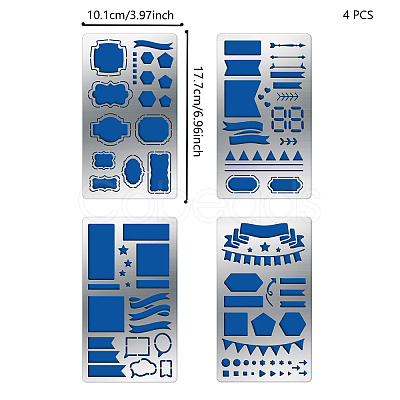 Fingerinspire 4Pcs 4 Style Custom 304 Stainless Steel Cutting Dies Stencils DIY-FG0002-07-1