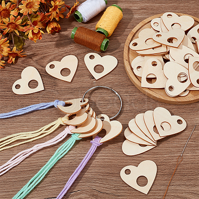 80Pcs Wood Craft Supplies with 1Pcs Iron Loose Leaf Book Binder Hinged Rings AJEW-BC0007-47C-1