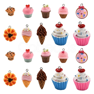 20Pcs 10 Styles Opaque Resin Pendants RESI-YW0004-07-1