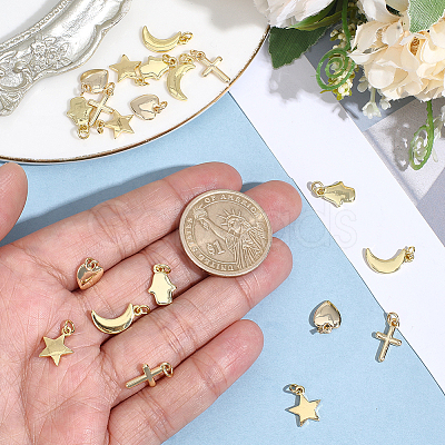 20Pcs 5 Styles Brass Pendants KK-BBC0025-51-1
