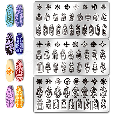 Stainless Steel DIY Nail Art Templates MRMJ-WH0092-064-1
