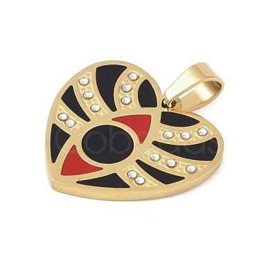 Ion Plating(IP) 304 Stainless Steel Enamel Rhinestone Pendants STAS-Q325-02F-G-1