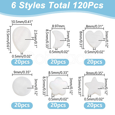 120Pcs 6 Styles Natural Shell Beads SHEL-AR0001-16-1