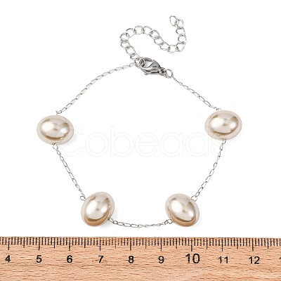 Acrylic Imitation Pearls Beaded Link Bracelets BJEW-F519-01P-1