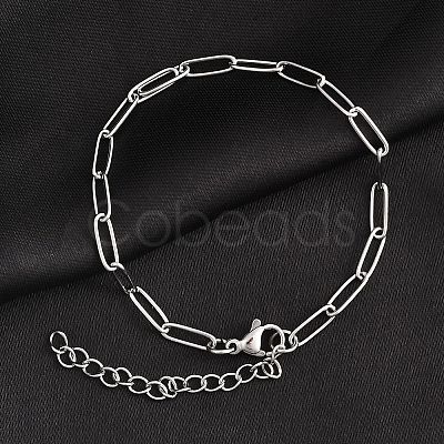 Tarnish Resistant 304 Stainless Steel Paperclip Chain Bracelet for Men Women BJEW-E031-03P-05-1
