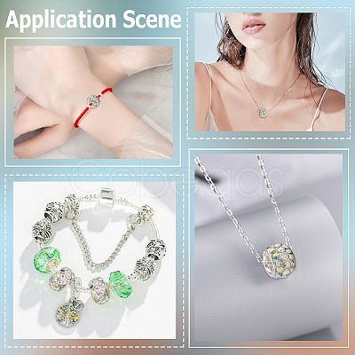 80Pcs Polymer Clay Rhinestone European Large Hole Beads with Silver Color Plated Brass Cores FPDL-LT0001-02D-1