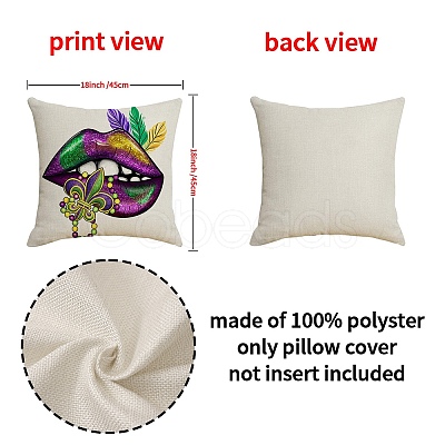 Mardi Gras Carnival Theme Linen Pillow Covers AJEW-H146-02A-1