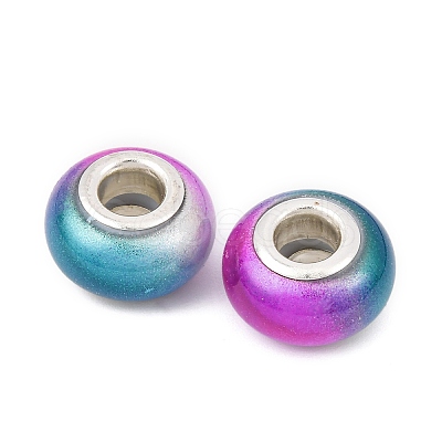 Two Tone Opaque Resin Rondelle European Beads RESI-Z046-02I-1