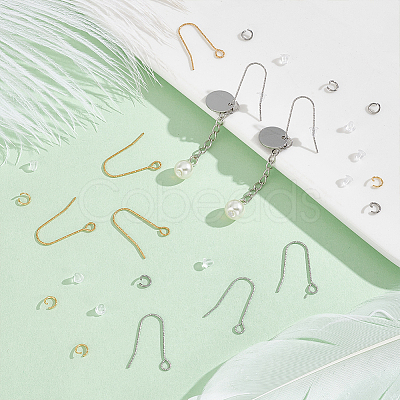 60Pcs 2 Color 316 Stainless Steel Earring Hooks STAS-UN0051-26-1