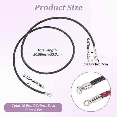 10Pcs 2 Colors Braided Leather Cords Necklace Making NCOR-CL0001-03A-1