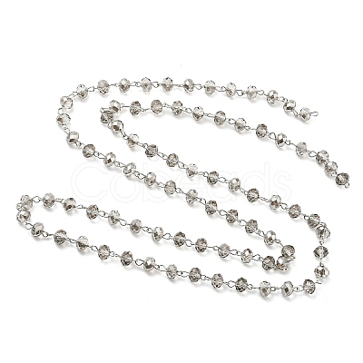 Handmade Rondelle Glass Beads Chains for Necklaces Bracelets Making AJEW-JB00120-06-1
