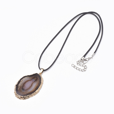 Dyed Natural Brazilian Agate Pendant Necklaces G-T104-10-1