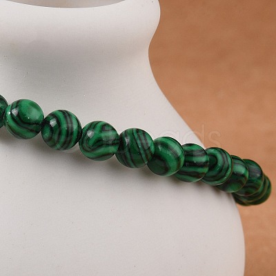 Synthetic Malachite Bead Stretch Bracelets X-BJEW-K212-A-031-1