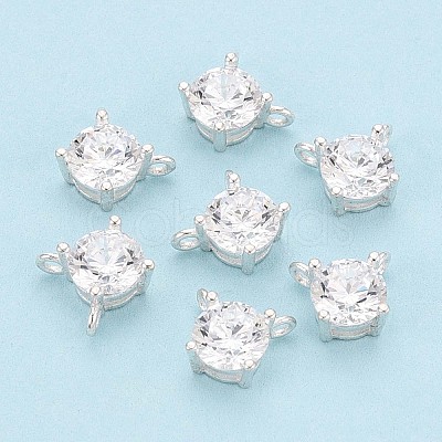 925 Sterling Silver Micro Pave Clear Cubic Zirconia Charms STER-N017-17A-S-1