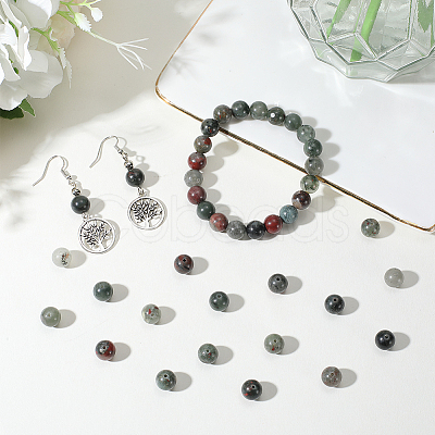 2 Strands Natural African Bloodstone Beads Strands G-SP0001-27-1