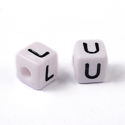 Chunky Letter Acrylic Cube Beads for Kids Jewelry X-PL37C9447-1