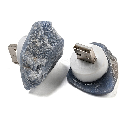Nuggets Dyed & Heated Natural Blue Aventurine USB Night Light G-Q170-02D-1