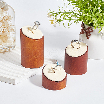 3Pcs 3 Sizes Wood & Microfiber Jewelry Ring Display Riser Stands RDIS-WH0006-32-1