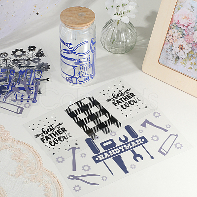 8Pcs 8 Styles PVC Plastic Waterproof Decorative Sticker Labels DIY-SP0004-93F-1