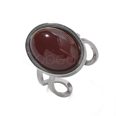 Oval Natural Carnelian Finger Rings RJEW-M062-02P-04-1