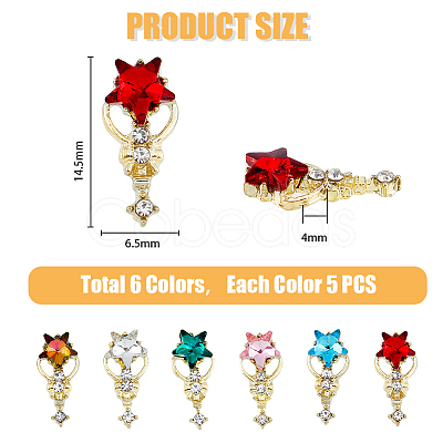 HOBBIESAY 30Pcs 6 Colors Alloy Rhinestone Cabochons MRMJ-HY0001-25-1