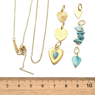 Synthetic Turquoise & Shell Heart Pendant & Necklaces & Bracelets Sets SJEW-Q002-04G-1