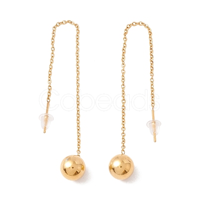 Long Chain with Round Ball Dangle Stud Earrings EJEW-A067-13G-1