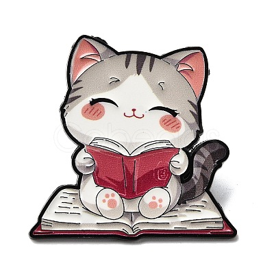 Cat Reading Book Enamel Pins LS-JEWB-I055-05EB-03-1