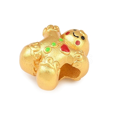 Christams Brass Enamel European Beads KK-F922-03E-G-1