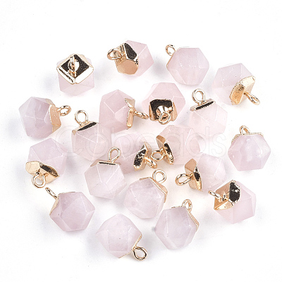 Electroplate Natural Rose Quartz Charms X-G-S344-08H-1