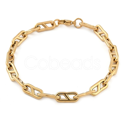 304 Stainless Steel Oval Link Chain Bracelets for Women Men BJEW-F488-49A-G-1