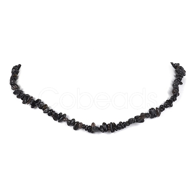 Natural Obsidian Chip Beaded Necklace NJEW-JN04615-12-1