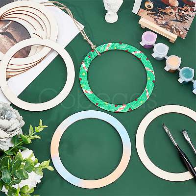 Unfinished Wooden Pieces Rings Shape LS-DIY-WH0349-06-1