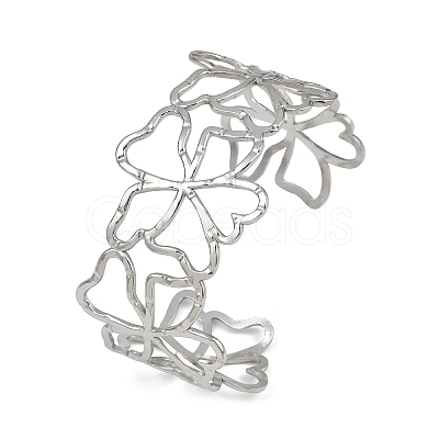 Hollow 304 Stainless Steel Cuff Bangles for Women BJEW-L709-03P-1