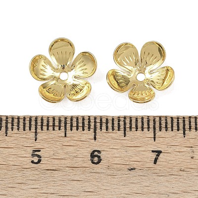 5-Petal Flower Brass Bead Caps KK-F921-11G-1
