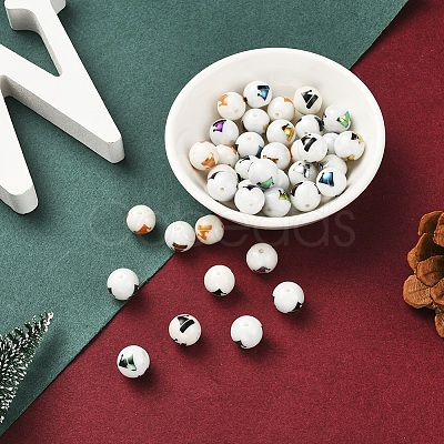 80Pcs 8 Colors Christmas Opaque Glass Beads EGLA-YW0001-06-1
