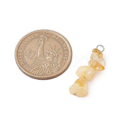 3Pcs Natural Aquamarine & Citrine & Flower Amazonite Chip Beaded Constellation Pendants PALLOY-JF03043-03-1