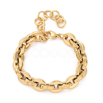 304 Stainless Steel Oval Link Chain Bracelets for Women BJEW-Z128-01G-02-1