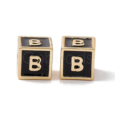 Rack Plating Brass Enamel Beads KK-B060-04G-01B-1