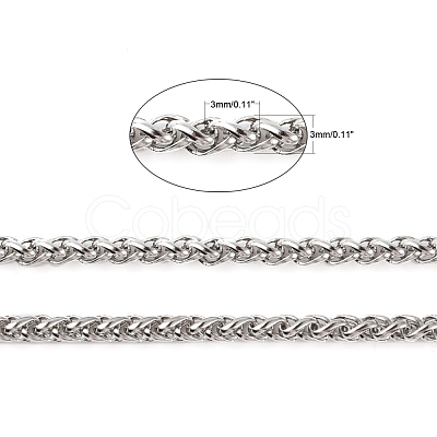 Tarnish Resistant 304 Stainless Steel Wheat Chains STAS-O076-07-1