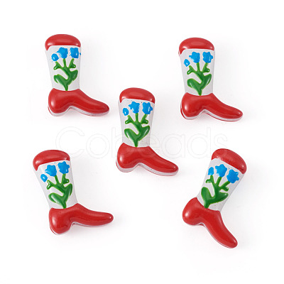 5Pcs Boot Baking Paint Glass Enamel Beads LAMP-TADJ0001-08G-1