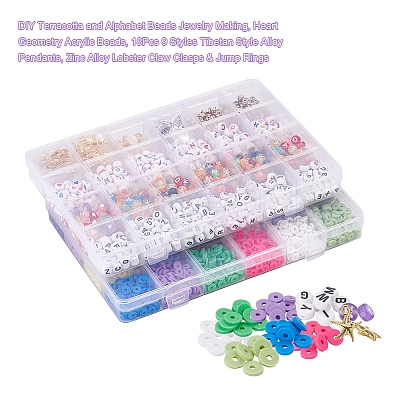 DIY Terracotta and Alphabet Beads Jewelry Making DIY-YW0002-59-1