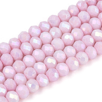 Anti-Tarnish Electroplate Rondelle Glass Beads Strands X-EGLA-T021-4mm-17-03-1