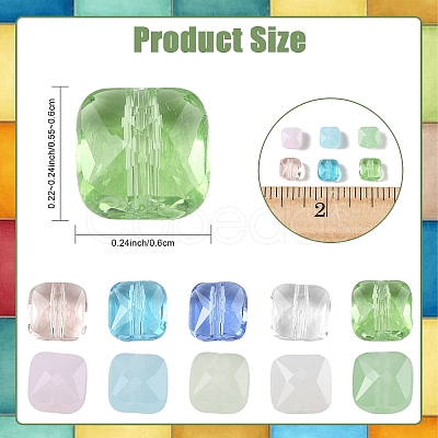 250Pcs 5 Colors Transparent Glass Beads GLAA-YW0005-69-1