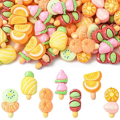 70Pcs 7 Styles Fruit Opaque Resin Cabochons CRES-CJ0001-84-1