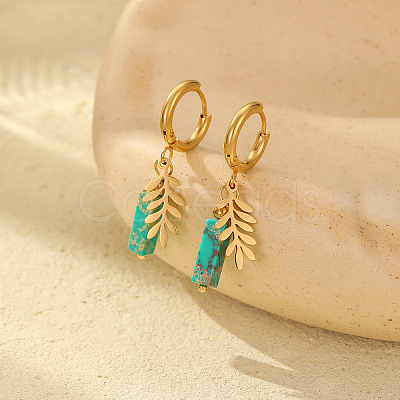 Retro Minimalist Natural Shoushan Stone Stainless Steel Hoop Earrings PW8328-3-1