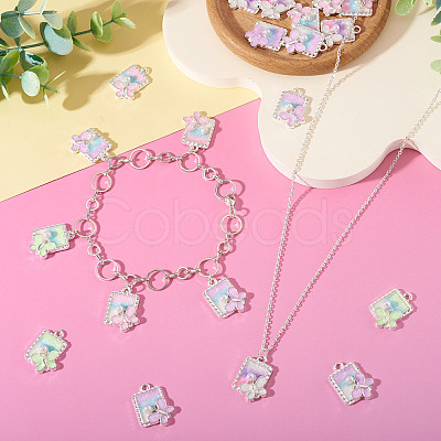 32Pcs 4 Colors Alloy Enamel Pendants FIND-TA0008-76B-1
