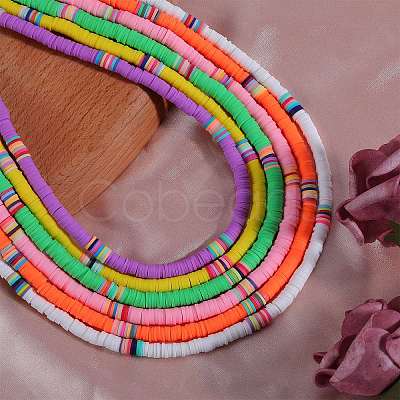 Polymer Clay Heishi Surfer Beaded Necklaces Set NJEW-SW00031-1
