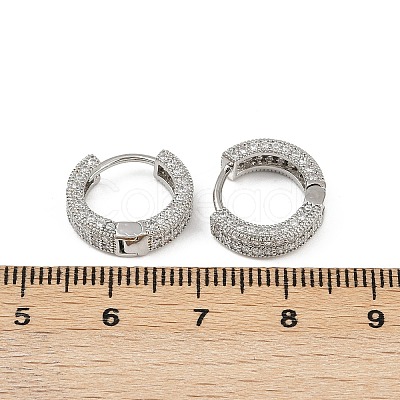Brass Micro Pave Clear Cubic Zirconia Hoop Earrings EJEW-S277-09P-A-1